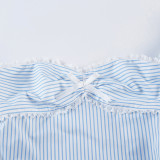 EVE Bow Splicing Bubble Sleeve Top Shorts Casual Set GLRF-WLS28297