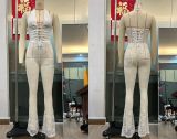 EVE Lace V Neck Tie Up Backless Jumpsuit GOLB-SU3648
