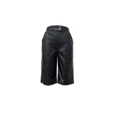 EVE Casual Leather Solid Color Fifth Pants LSD-2400