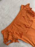 EVE Short Sleeve Tassel Slim Solid Jumpsuit LSD-2464