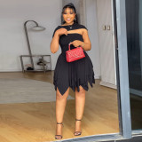 EVE Plus Size Solid Color Ruffles Mini Dress NNWF-8085