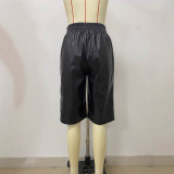 EVE Casual Leather Solid Color Fifth Pants LSD-2400