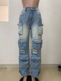 EVE Fashion Multi-pockets Straight Jeans LSD-2447