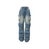 EVE Fashion Multi-pockets Straight Jeans LSD-2447