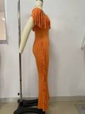EVE Short Sleeve Tassel Slim Solid Jumpsuit LSD-2464