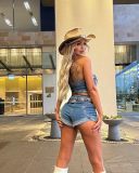 EVE Sexy Wrap Chest Top Denim Two Piece Short Set NYF-8191