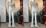 EVE Lace V Neck Tie Up Backless Jumpsuit GOLB-SU3648