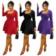 EVE Plus Size Solid Color Long Sleeve Midi Dress NNWF-8087