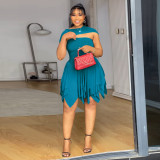 EVE Plus Size Solid Color Ruffles Mini Dress NNWF-8085