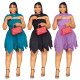 EVE Plus Size Solid Color Ruffles Mini Dress NNWF-8085