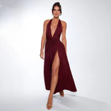 EVE V Neck Split Backless Maxi Dress GPBY-DR949