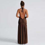 EVE V Neck Split Backless Maxi Dress GPBY-DR949