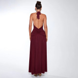 EVE V Neck Split Backless Maxi Dress GPBY-DR949