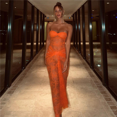 EVE Lace See Through Slim Tube Top Dress GPBY-DR946