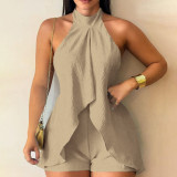 EVE Solid Color Sleeveless Backless Romper YF-20205