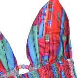 EVE Sexy Sling Backless Colorful Print Maxi Dress BY-7377