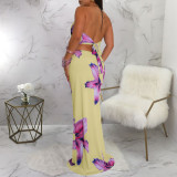 EVE Sexy Print Tie Up Backless Maxi Dress YF-20210