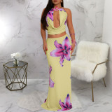EVE Sexy Print Tie Up Backless Maxi Dress YF-20210