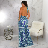 EVE Print Sleeveless Backless Maxi Dress YF-20162