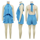EVE Solid Color Sleeveless Backless Romper YF-20205