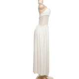 EVE Solid Color Halterneck Solid Color Maxi Dress XEF-K25D71126