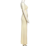 EVE Solid Color Long Sleeve Mesh Maxi Dress XEF-K25D71346