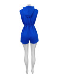 EVE Solid Sleeveless Zipper Drawstring Romper CH-25027