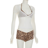 EVE Laopard Print Sling Top+T Shirt+Shorts 3 Piece Set GLRF-MCS32389