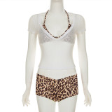 EVE Laopard Print Sling Top+T Shirt+Shorts 3 Piece Set GLRF-MCS32389