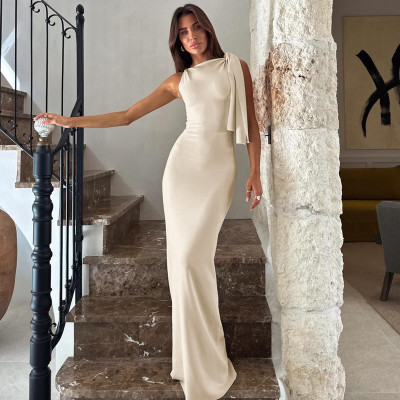 EVE Fashion Tie Up Slash Shoulder Maxi Dress GLRF-TWBD31375