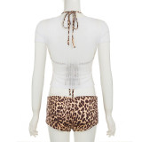 EVE Laopard Print Sling Top+T Shirt+Shorts 3 Piece Set GLRF-MCS32389