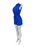 EVE Solid Sleeveless Zipper Drawstring Romper CH-25027