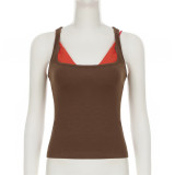 EVE Solid Colorblocked Layered Wear Vest 2 Piece Set GLRF-MDT35924
