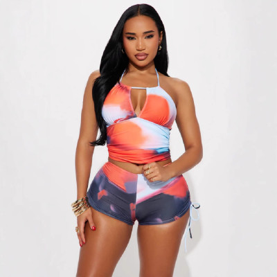 EVEPrint Tie Up Halterneck Two Piece Swimsuit GBGF-8804