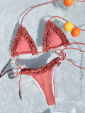 EVE Solid Color Backless Strappy Bikinis Swimsuit CASF-6607
