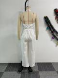 EVE Plus Size Halterneck V Neck Backless Wide Leg Jumpsuit NY-11075