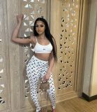 VIP1 Print Tank Tops Two Piece Pants Set GYZY-8972