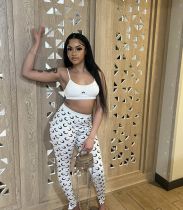 VIP1 Print Tank Tops Two Piece Pants Set GYZY-8972