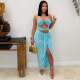 EVE Solid Hollow Out Sexy Wrap Two Piece Skirts Set SHMF-6201