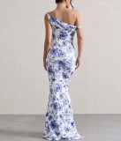 EVE Plus Size Print Sexy Backless Slim Maxi Dress XCFF-950