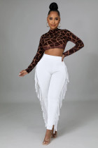 EVE High Waist Print Tassel Solid Color Pants GFMA-034