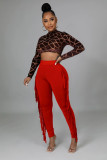 EVE High Waist Print Tassel Solid Color Pants GFMA-034