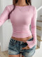 EVE Solid Color Long Sleeve T Shirt GZYU-D2524007