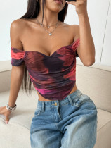 EVE Sexy Print Tube Top Slim Tops GZYU-D2412039
