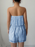 EVE Solid Color Wrap Chest Slim Romper GZEY-D2326004