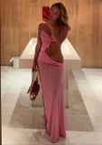 EVE Solid Color Hollow Out Tube Tops Maxi Dress GSNU-8111