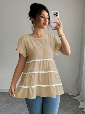 EVE Short Sleeve Solid Loose T Shirt GZEY-D2342185