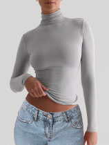 EVE Solid Color Long Sleeve T Shirt GZYU-D2432031