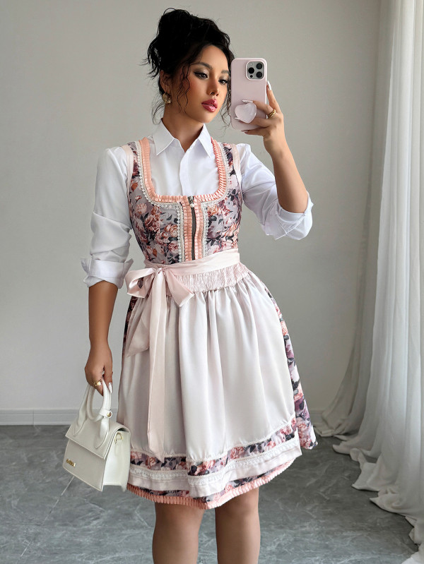 EVE Fashion Print Sleeveless Corseted Midi Dress GZEY-ZK2413423