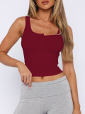 EVE Sleeveless Button Solid Color Tank Tops GZYU-D2412074